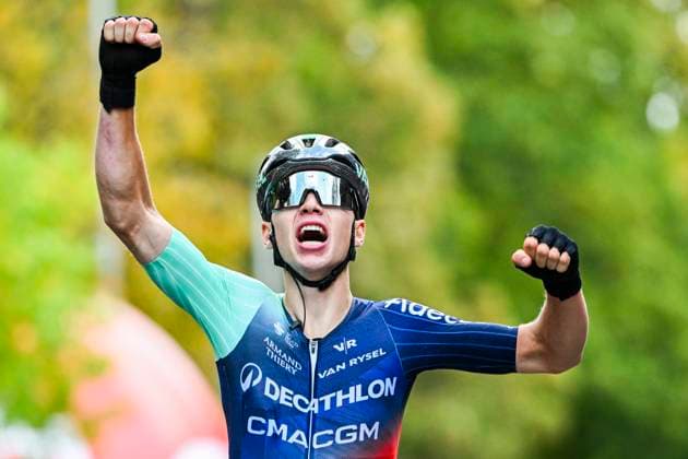 Grand Prix de Wallonie 2026 Cycling Race CITADELLE DE NAMUR, BELGIUM - SEPTEMBER 16 : Sparfel Aubin of Team Decathlon CMA CGM celebrating his victory during the 66th edition of Grand Prix de Wallonie an UCI ProSeries 1.Pro one day cycling road race for Men Elite of 196.8 km with start in Seraing and finish in Citadelle de Namur on September 16, 2026 in Citadelle de Namur, Belgium, 16 09 2026 ( Motordriver Kenny Verfaillie - Citadelle de Namur Belgium  Copyright: xVincentxKalutx