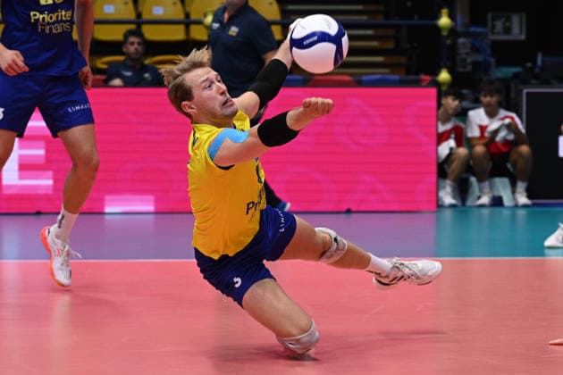 260916 Joel Andersson of Sweden during the CEV EuroVolley 2026 group stage volleyball match between Sweden and Slovakia on September 16, 2026 in Modena. Photo: Matteo Gribaudi BILDBYRAN COP 18 XY0130 volleyboll volleyball volleyboll-em sverige slovakien cev eurovolley 2026 sweden slovakia bbeng Copyright: MATTEOxGRIBAUDI BB260916BB194
