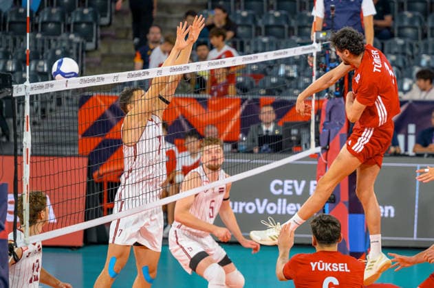 Turkiye v Latvia - CEV EuroVolley 2026 Men CLUJ-NAPOCA, ROMANIA - SEPTEMBER 16: Ahmet Tumer of Turkiye in action during the CEV EuroVolley 2026 Men s Group D match between Turkiye and Latvia at BT Arena in Cluj-Napoca, Romania, on September 16, 2026. Stringer Anadolu Cluj-Napoca Romania. Editorial use only. Please get in touch for any other usage.  Copyright: x2026xAnadoluxStringerx