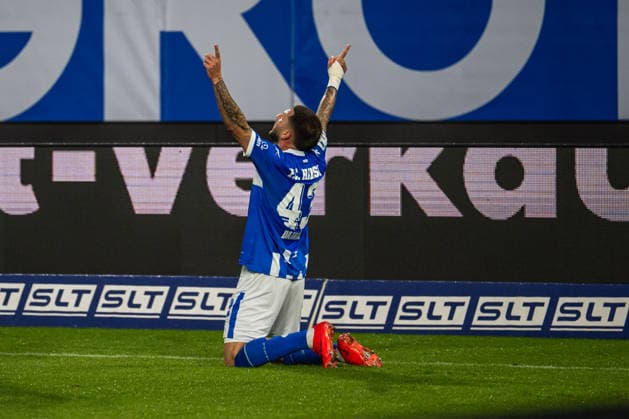 Rostock, Deutschland 16. September 2026: 3. Liga - 2026 2027 - Sp. 6 - FC Hansa Rostock gegen VfB Stuttgart II Im Bild: Leon Dajaku (Hansa Rostock) jubelt nach seinem Tor zum 1:0 DFB DFL regulations prohibit any use of photographs as image sequences and or quasi-video Copyright: xFotostandx xVoelkerx