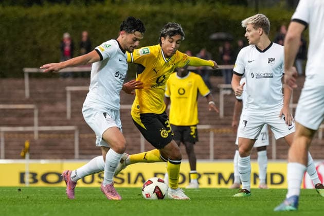 Mittwoch, 16.09.2026 Saison 2026 2027 4. Spieltag Regionalliga West im Stadion Rote Erde, Dortmund, Germany. BV Borussia Dortmund U23 - SV Westfalia Rhynern. Fadi Zarqelain (BVB)