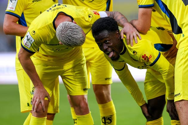2026.09.16, xkwix, Fußball, 3.Liga, Preußen Muenster - 1. FC Saarbruecken, Preußenstadion, 6.Spieltag, Saison 2026 2027: Torjubel von Kelsey Owusu (1. FC Saarbruecken 31) nach Tor zum 0:2 DFB regulations prohibit any use of photographs as image sequences and or quasi-video. Photo: xKamilxWilkowskixPressefotoKochx Nordrhein-Westfalen Deutschland