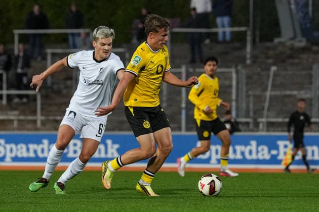 Mittwoch, 16.09.2026 Saison 2026 2027 4. Spieltag Regionalliga West im Stadion Rote Erde, Dortmund, Germany. BV Borussia Dortmund U23 - SV Westfalia Rhynern. Tim Degener (BVB)