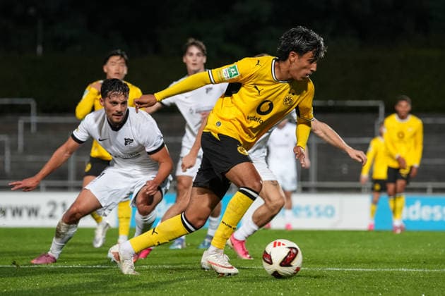 Mittwoch, 16.09.2026 Saison 2026 2027 4. Spieltag Regionalliga West im Stadion Rote Erde, Dortmund, Germany. BV Borussia Dortmund U23 - SV Westfalia Rhynern. Fadi Zarqelain (BVB)