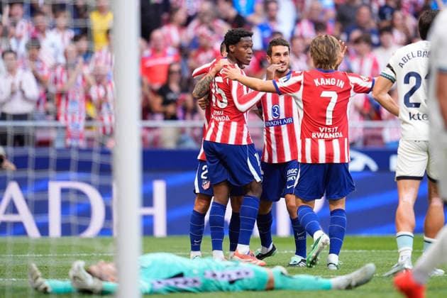 September 16, 2026, Madrid, Madrid, Spain: Jonathan David of Atletico de Madrid celebrates after scoring his team s first goal with teammates during the Spanish League, LaLiga EA Sports, football match played between Atletico de Madrid and CA Osasuna at Riyadh Air Metropolitano stadium on September 16, 2026, in Madrid, Spain. Madrid Spain - ZUMAa181 20260916_zaa_a181_055 Copyright: xDennisxAgyemanx