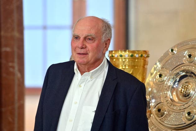 Uli HOENESS (Höness,Ehrenpraesident Bayern Muenchen). Einzelbild,angeschnittenes Einzelmotiv,Halbfigur,halbe Figur. Markus SOEDER (Ministerpraesident Bayern und CSU Vorsitzender) empfaengt die Meistermannschaften des FC Bayern Muenchen im Kuppelsaal in der Staatskanzlei in Muenchen am 16.09.2026.
