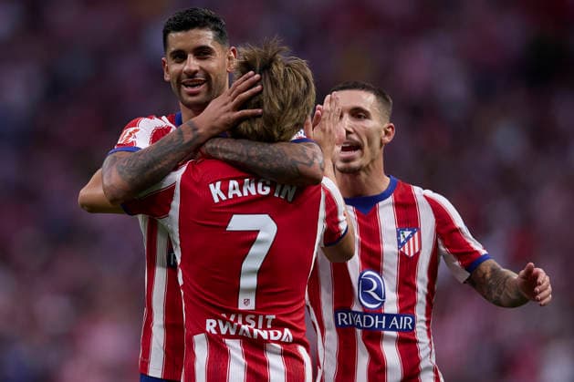 Kang-in Lee (Atletico de Madrid) celebrates after scoring his team˜s second goal with team mates during the LaLiga EA Sports match between Club AtlÃ tico de Madrid and Club AtlÃ tico Osasuna at Riyadh Air Metropolitano on September 16, 2026 in Madrid, Spain. (Photo by Manu Reino DeFodi Images) -