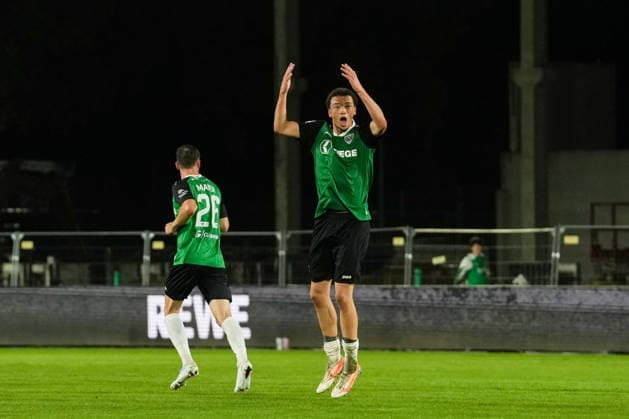 Deutschland: 3. Liga 2026 2027 6. Spieltag, SC Preußen Münster vs 1.FC Saarbrücken, Mittwoch, 16.09.2026 LVM-Preußenstadion (Münster, Nordrhein-Westfalen, Deutschland) Torjubel Freude Emotionen Tor durch Lucas Zeller (SC Preußen Münster, 5) zum 2:3 Samuel Althaus (SC Preußen Münster, 44) Copyright: xMerlexKölkingx