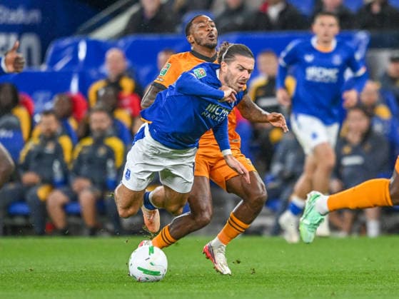 Everton v Wolverhampton Wanderers Carabao Cup Jack Glealish of Everton is fouled during the Carabao Cup Third Round match at the Hill Dickinson Stadium, Liverpool 16 09 2026 UK Newspapers OUT Copyright: xKarlxVallantinex FIL-23952-0022