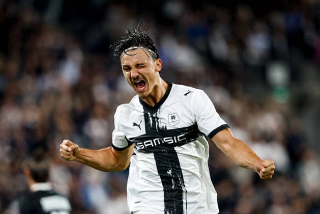SOCCER - UEFA EL, Sturm vs Rennais GRAZ,AUSTRIA,16.SEP.26 - SOCCER - UEFA Europa League, Sturm Graz vs Stade Rennais FC. Image shows the rejoicing of Esteban Lepaul (Rennais).  GEPAxpictures xJamesxDoak