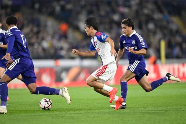RSC Anderlecht v Olympique Lyon - UEFA Europa League ANDERLECHT, BELGIUM - SEPTEMBER 16 : Nakamura Keito forward of Olympique Lyonnais and Maamar Ali defender of RSC Anderlecht in action during the UEFA Europa League 2026 27 League Phase MD1 match between RSC Anderlecht and Olympique Lyon on September 16, 2026 in Anderlecht, Belgium, 16 09 2026 Anderlecht Belgium  Copyright: xNicoxVereeckenx