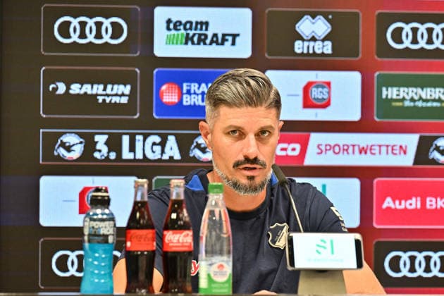 3. Liga; FC Ingolstadt - TSG 1899 Hoffenheim II; 16.09.2026 INGOLSTADT, GERMANY; 16. SEPTEMBER: im Bild Stefan KLEINEHEISMANN Trainer TSG 1899 Hoffenheim II Einzelfoto Freisteller auf der Pressekonferenz nach dem Match der 3. Liga zwischen dem FC Ingolstadt und der zweiten Mannschaft der TSG Hoffenheim am 6. Spieltag im Audi Sportpark Copyright: xBEAUTIFULxSPORTS Goldbergx