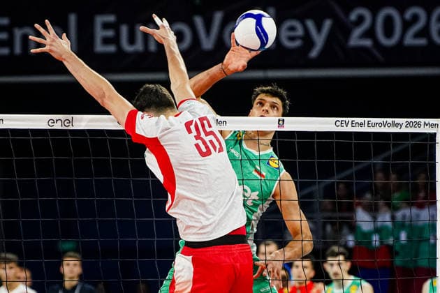 Volleyball - CEV EuroVolley 2026 Group B - Poland vs Bulgaria - 09.16.2026 SOFIA, BULGARIA - September 16th: Aleksandar Nikolov, 23 of Bulgaria during CEV EuroVolley 2026, Group B match between Poland vs Bulgaria at Arena 8888 in Sofia, Bulgaria, on September 16th, 2026 in Sofia, Bulgaria. Copyright: xYulianxTodorovx