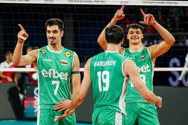 Volleyball - CEV EuroVolley 2026 Group B - Poland vs Bulgaria - 09.16.2026 SOFIA, BULGARIA - September 16th: Preslav Petkov, 7 of Bulgaria and Aleksandar Nikolov, 23 of Bulgaria during CEV EuroVolley 2026, Group B match between Poland vs Bulgaria at Arena 8888 in Sofia, Bulgaria, on September 16th, 2026 in Sofia, Bulgaria. Copyright: xYulianxTodorovx