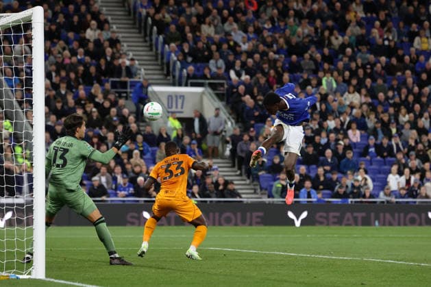 RECORD DATE NOT STATED Thierno Barry of Everton heads wide of goal during the Carabao Cup round 3 match Everton vs Wolverhampton Wanderers at Hill Dickinson Stadium, Liverpool, United Kingdom on 16 September 2026 (Photo by Alfie Cosgrove News Images) Copyright: xx
