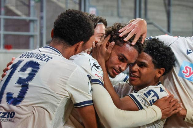 Jubel bei Jykese Fields (TSG Hoffenheim II, Nr.11) nach seinem Tor Treffer zum Sieg fuer die TSG beim Spiel FC Ingolstadt 04 gegen TSG Hoffenheim II am 16.09.2026, DFB regulations prohibit any use of photographs as image sequences and or quasi-video. GER, Fussball, 3. Liga, Spieltag 6, FC Ingolstadt 04 gegen TSG Hoffenheim II, 16.09.2026, Audi Sportpark Ingolstadt Copyright: xEibner-Pressefoto OliverxSTRISCHx EP-OSH