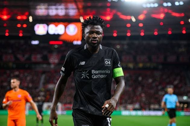 LEVERKUSEN, GERMANY - 16 SEPTEMBER, 2026: Edmond Tapsoba of Bayer 04 Leverkusen, Germany - The UEFA Europa League match Bayer 04 Leverkusen vs. NK Celje at BayArena.  Copyright: xVitaliixKliuievx