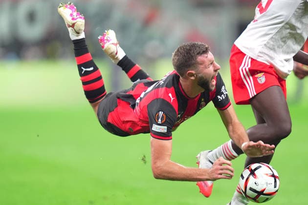 AC Milan s Strahinja Pavlovic during the Europa League soccer match between Ac Milan and Benfica at San Siro Stadium in Milan , Italy - September 16 , 2026. - Soccer  Copyright: xSpada LaPressex