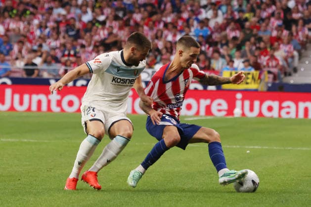 ESP: LaLiga EA Sports Atletico de Madrid v Osasuna Inigo Arguibide of Osasuna and Alejandro Grimaldo of Atletico de Madrid during LaLiga EA Sports between Atletico de Madrid v Osasuna played at Riyadh Air Metropolitano Stadium in Madrid on September 16, 2026 in Spain Spain Futbol Copyright: xAgenciaxLOFx