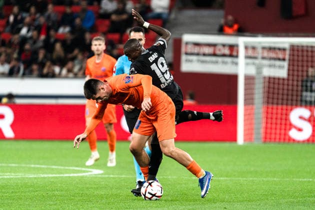 UEFA Europa League 2026 2027, Bayer 04 Leverkusen vs. NK Celje, 1. Spieltag, Mittwoch, 16.09.2026 BayArena (Nordrhein-Westfalen, Deutschland) Svit Seslar Moussa Diaby Zweikampf Duell Copyright: xCelinaxLeiersx