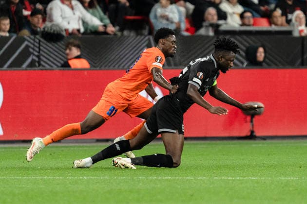 UEFA Europa League 2026 2027, Bayer 04 Leverkusen vs. NK Celje, 1. Spieltag, Mittwoch, 16.09.2026 BayArena (Nordrhein-Westfalen, Deutschland) Edmond Tapsoba Yaya Dukuly Zweikampf Duell Copyright: xCelinaxLeiersx