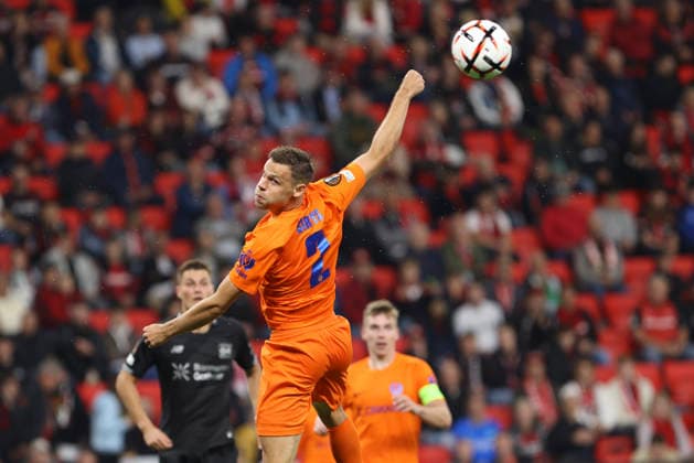 Pijus Å irvys (NK Celje) controls the ball during the UEFA Europa League 2026 27 League Phase match between Bayer 04 Leverkusen and NK Celje at BayArena on September 16, 2026 in Leverkusen, Germany. (Photo by Oliver Kaelke DeFodi Images) -