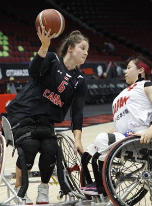 September 16, 2026, Ottawa, On, CANADA: Canada s Arinn Young (6) passes the ball as Japan s Amane Yanagimoto (4) tries to block during first half of IWBF Wheelchair Basketball World Championships women s quarter-final action in Ottawa on Wednesday, Sept. 16, 2026. Canada News - September 16, 2026  - ZUMAc35_ 20260916_zaf_c35_127 Copyright: xPatrickxDoylex