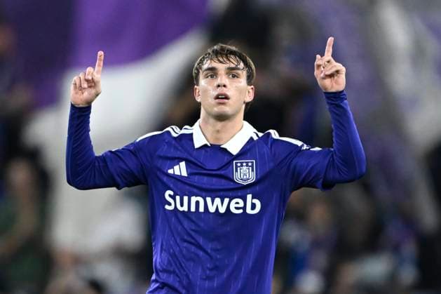 RSC Anderlecht v Olympique Lyon - UEFA Europa League ANDERLECHT, BELGIUM - SEPTEMBER 16 : Cvetkovic Mihajlo forward of RSC Anderlecht celebrating scoring a goal (1-2) during the UEFA Europa League 2026 27 League Phase MD1 match between RSC Anderlecht and Olympique Lyon on September 16, 2026 in Anderlecht, Belgium, 16 09 2026 Anderlecht Belgium  Copyright: xNicoxVereeckenx