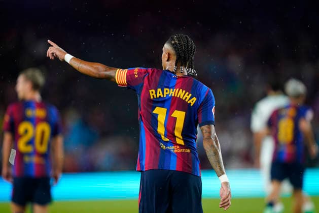 ESP: FC Barcelona, Barca - Racing Club de Santander. La Liga EA Sports. Matchday 6. Raphael Dias Belloli Raphinha of FC Barcelona celebrates his goal during the La Liga EA Sports match between FC Barcelona and Real Racing Club de Santander played at Spotify Camp Nou Stadium on 16 Sept 2026 in Barcelona, Spain. kpng Copyright: xSergioxRuizx xPRESSINPHOTOx PS_2627_BAR_RAC_018
