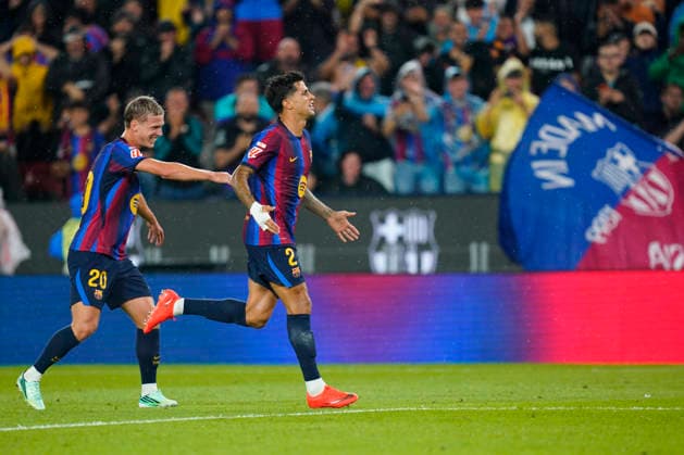 ESP: FC Barcelona, Barca - Racing Club de Santander. La Liga EA Sports. Matchday 6. Joao Cancelo of FC Barcelona celebrates his goal during the La Liga EA Sports match between FC Barcelona and Real Racing Club de Santander played at Spotify Camp Nou Stadium on 16 Sept 2026 in Barcelona, Spain. kpng Copyright: xSergioxRuizx xPRESSINPHOTOx PS_2627_BAR_RAC_022