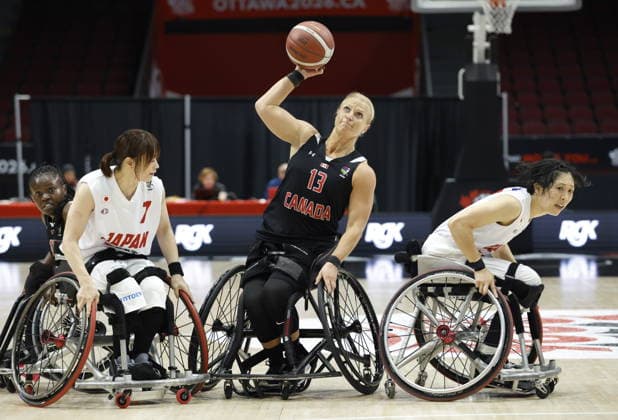 September 16, 2026, Ottawa, On, CANADA: Canada s Kady Dandeneau (13) passes the ball as Japan s Mayumi Tsuchida (7) and Japan s Chihiro Kitada (18) try to block during first half of IWBF Wheelchair Basketball World Championships women s quarter-final action in Ottawa on Wednesday, Sept. 16, 2026. Canada News - September 16, 2026  - ZUMAc35_ 20260916_zaf_c35_133 Copyright: xPatrickxDoylex