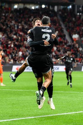 UEFA Europa League 2026 2027, Bayer 04 Leverkusen vs. NK Celje, 1. Spieltag, Mittwoch, 16.09.2026 BayArena (Nordrhein-Westfalen, Deutschland) Tor zum 2:0 durch Facundo Medina Jubel Freude Emotionen Torjubel Afonso Moreira Copyright: xCelinaxLeiersx