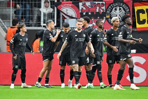 Facundo Medina (Leverkusen 2) jubelt nach dem Tor zum 2:0 mit der Mannschaft 16.09.2026 ¢ Fussball ¢ Europa League ¢ Bayer 04 Leverkusen vs NK Celje, BayArena, Leverkusen, NRW Germany
