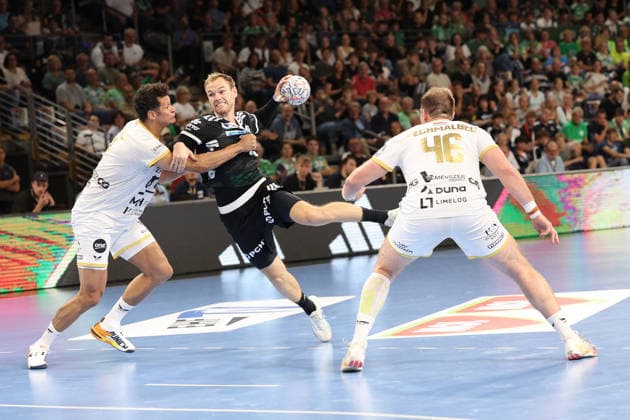 16.09.2026, xBHAx, Handball, EHF Champions League, Saison 2026 2027, CL, Füchse Berlin - One Veszprem HC, Max-Schmeling-Halle: Mathias Gidsel (Füchse Berlin 19) im Angriff Berlin Deutschkand