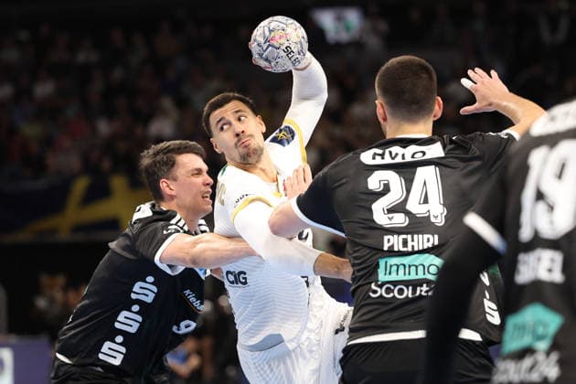 16.09.2026, xBHAx, Handball, EHF Champions League, Saison 2026 2027, CL, Füchse Berlin - One Veszprem HC, Max-Schmeling-Halle:Ivan Martinovic (One Veszprem HC 5) im Angriff Berlin Deutschkand