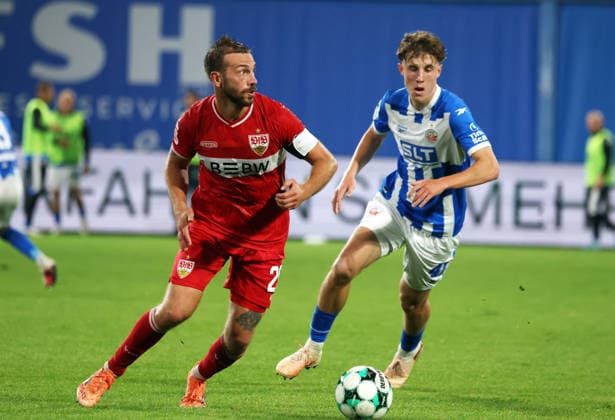 16.09.26 FC Hansa Rostock - VfB Stuttgart II Deutschland, Rostock, 16.09.2026, Fussball, 3. Liga, Saison 2026 2027, FC Hansa Rostock - VfB Stuttgart II (3:2): Dominik Nothnagel (VfB Stuttgart II).