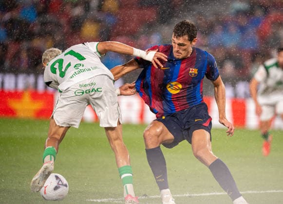 ESP: LaLiga EA Sports FC Barcelona, Barca v Racing Santander Yassir Zabiri of Racing de Santander and 19fcb during LaLiga EA Sports between FC Barcelona v Racing Santander played at Spotify Camp Nou Stadium in Barcelona on September 16, 2026 in Spain Spain Futbol Copyright: xAgenciaxLOFx