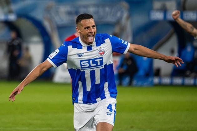 Rostock, Deutschland 16. September 2026: 3. Liga - 2026 2027 - Sp. 6 - FC Hansa Rostock gegen VfB Stuttgart II Im Bild: Kenan Fatkic (Hansa Rostock) jubelt nach seinem Tor zum 2:0 DFB DFL regulations prohibit any use of photographs as image sequences and or quasi-video Copyright: xFotostandx xVoelkerx