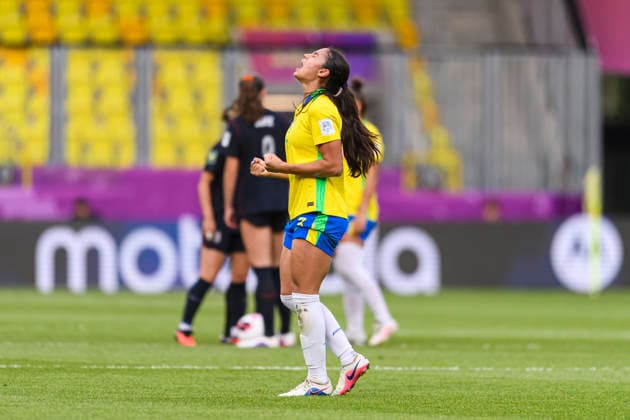 Brazil v United States - FIFA U-20 Women s World Cup Katowice, Poland - September 16: Sofia Couto of Brazil celebrates her goal during the FIFA U-20 Women s World Cup Round of 16 match between Brazil and United States at Arena Katowice on September 16, 2026 in Katowice, Poland Copyright: xLatinxSportxImagesx