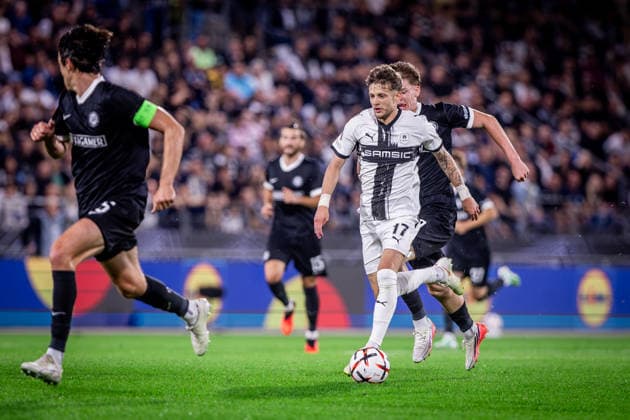 STURM GRAZ - RENNES Sebastian Szymanski of Rennes during the matchday 1 of UEFA Europa league - league phase football match between SK Sturm Graz and Rennes at the Stadium Graz Liebenau. Graz, Austria, September 16, 2026. Photo by Branislav Racko Copyright: xx 080A2740