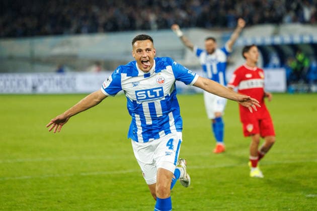 Torjubel 2:0 bei Torschütze Kenan Fatkic (Rostock) ; GER, FC Hansa Rostock vs. VfB Stuttgart II, Fußball, Männer, 3.Liga, 06.Spieltag, Spielzeit 2026 2027, 16.09.2026 Rostock Ostseestadion Mecklenburg - Vorpommern Deutschland