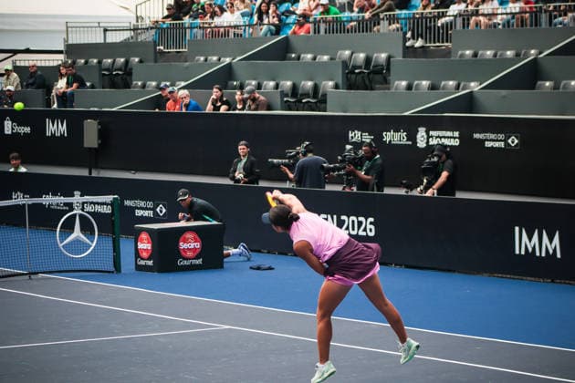 SP Open agita calendário do tênis em SP SaO PAULO, SP - 16.09.2026: SP OPEN AGITA CALENDaRIO DO TÃªNIS EM SP - The second edition of the SP Open, a WTA, Tennis Damen 250 tournament, brings together Brazilian and international tennis players between September 12 and 20, 2026, at Parque Villa-Lobos, in Sao Paulo (SP). In the photo, Brazilian Nauhany Vitoria Leme during a match against Astra Sharma of Australia, this Wednesday (16). (Photo: AngÃ lica Alves Fotoarena) x3017444x  AngÃ licaxAlves