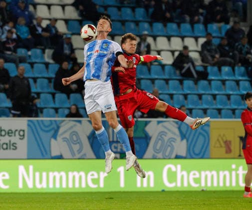 CFC vs SV Babelsberg 03 16.09..2026 Chemnitz, eins Stadion- An der Gellertstrasse, Fussball, Regionalliga Nordost 2026 2027, 9. Spieltag, CFC, CFC vs SV Babelsberg 03 vl: David Vogt und Paul Wegener Chemnitz Sachsen BRD