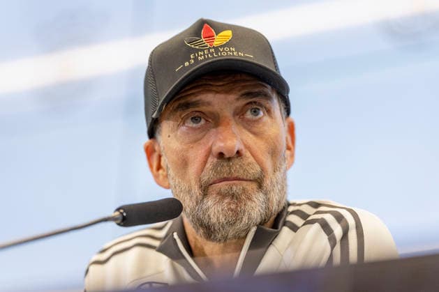 Bundestrainer Jürgen Klopp bei der Nominierungs-Pressekonferenz zur UEFA Nations League 2026 2027 der deutschen Fußball-Nationalmannschaft in Frankfurt am Main, Deutschland, am 17. September 2026. Germany head coach Jürgen Klopp at the squad announcement press conference, PK, Pressekonferenz for the UEFA Nations League 2026 2027 of the German national football team in Frankfurt am Main, Germany, on September 17, 2026. DFB DFL REGULATIONS PROHIBIT ANY USE OF PHOTOGRAPHS AS IMAGE SEQUENCES AND OR QUASI-VIDEO, Copyright: HMBxMedia xHeikoxBecker
