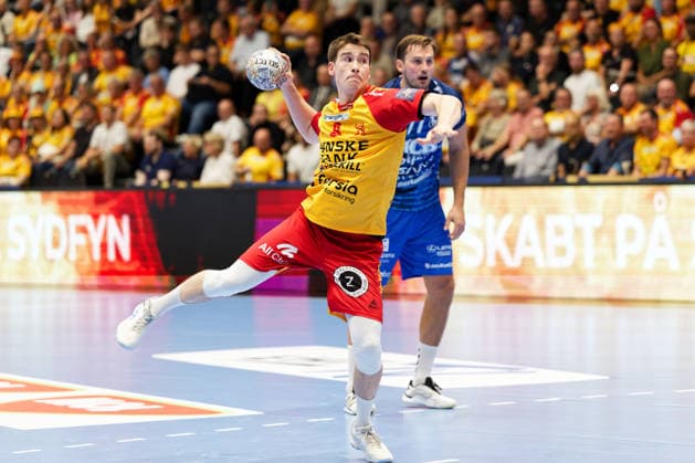 GOG v Pick Szeged, EHF Champions League Handball, Svendborg, Denmark Svendborg, Denmark. 16th, September 2026. Manuel Zehnder (8) of GOG seen during the EHF Champions League match between GOG and Pick Szeged at Arena Svendborg in Svendborg. Denmark, Svendborg, Arena Svendborg  Copyright: xGonzalesxPhoto LauxNielsenx