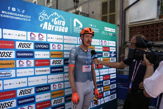 France s Dorian Godon of Netcompany Ineos press conference, PK, Pressekonferenz during the Giro d™Abruzzo, stage 3 from Oricola - Piana del Cavaliere to San Benedetto dei Marsi (159 km) - Abruzzo, Italy - Thursday, September 17, 2026. - cycling.  Copyright: xFabioxFerrari LaPressex