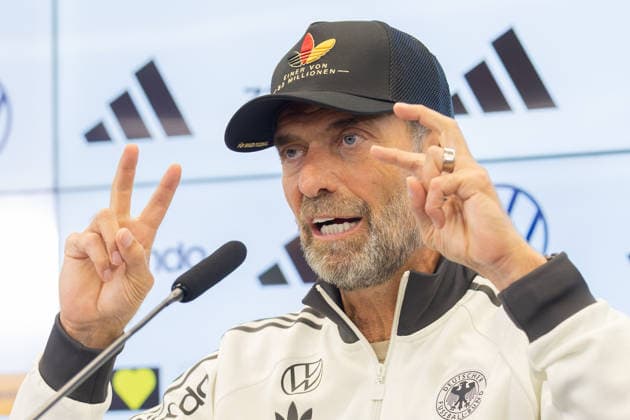 Nominierungs-PK UEFA Nations League 2026 2027 mit Bundestrainer Jürgen Klopp Bundestrainer Jürgen Klopp spricht zu den Journalistinnen und Journalisten. Pressekonferenz auf dem DFB-Campus in Frankfurt am Main am 17. September 2026., Frankfurt am Main Hessen Deutschland DFB-Campus