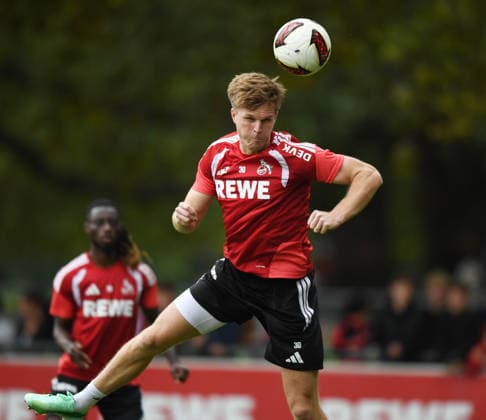 17.09.2026, xophax, Fussball 1.Bundesliga, 1.FC Koeln Training . Marius Bülter ( 1.FC Köln ) (DFL DFB REGULATIONS PROHIBIT ANY USE OF PHOTOGRAPHS as IMAGE SEQUENCES and or QUASI-VIDEO) Koeln