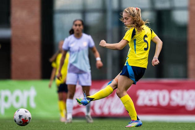 260917 Andrea Nylöf of Sweden during the under 15 friendly match between Norway and Sweden on September 17, 2026 in Lorenskog. Photo: Marius Simensen BILDBYRAN COP 238 bbeng dam football fotball fotboll norge norway soccer sverige sweden treningskamp Copyright: MARIUSxSIMENSEN BB260917BB251
