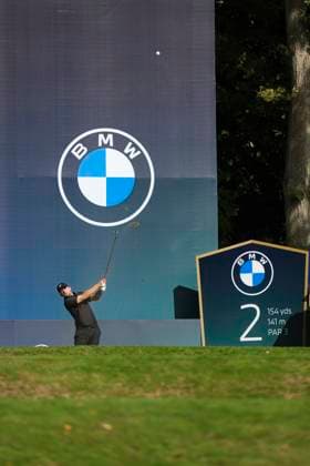 VIRGINIA WATER, ENGLAND - SEPTEMBER 17: Alex Fitzpatrick (ENG) plays from the second tee during Round 1 at the BMW PGA, Golf Herren Championship at Wentworth Golf Club, Virginia Water on September 17, 2026 in Surrey, England The BMW PGA Championship